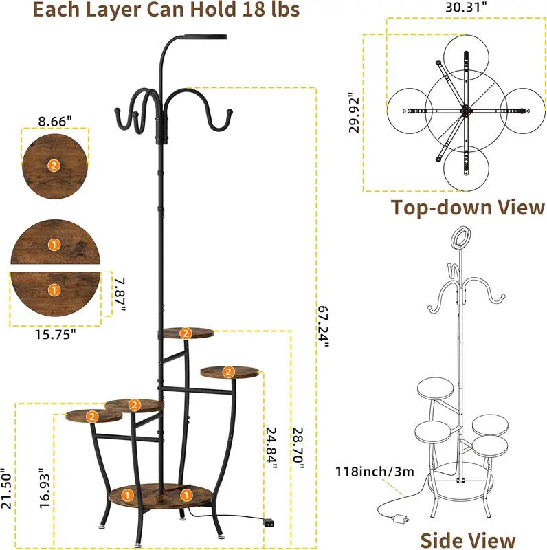 5 Tier Plant Stand 72 Tall Plant Stand with Grow Light - Image 6