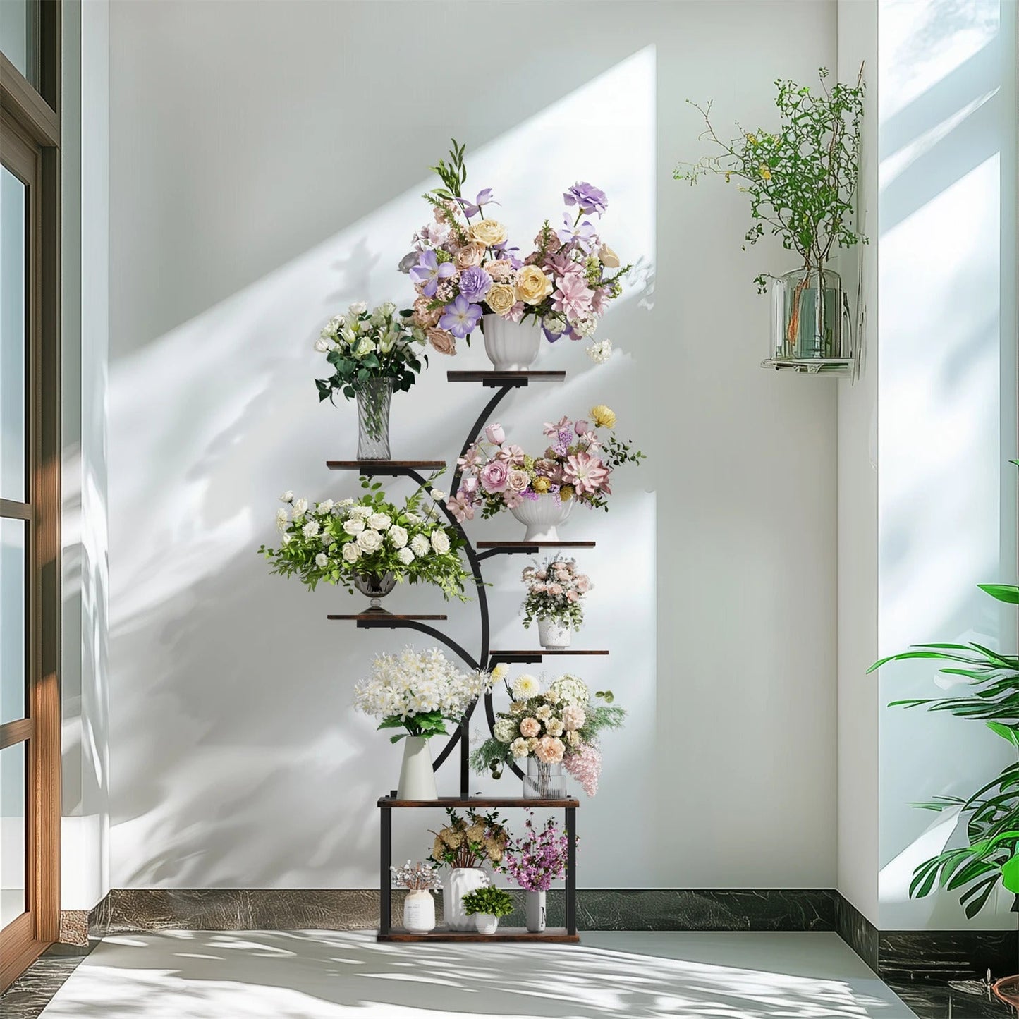 7 Tier Tree Shaped Plant Stand for Patio Full View