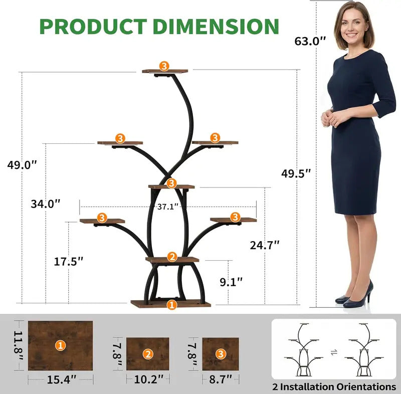 6 Tier Plant Stand Tree Shaped Flower Display Rack 50 Tall - Image 6