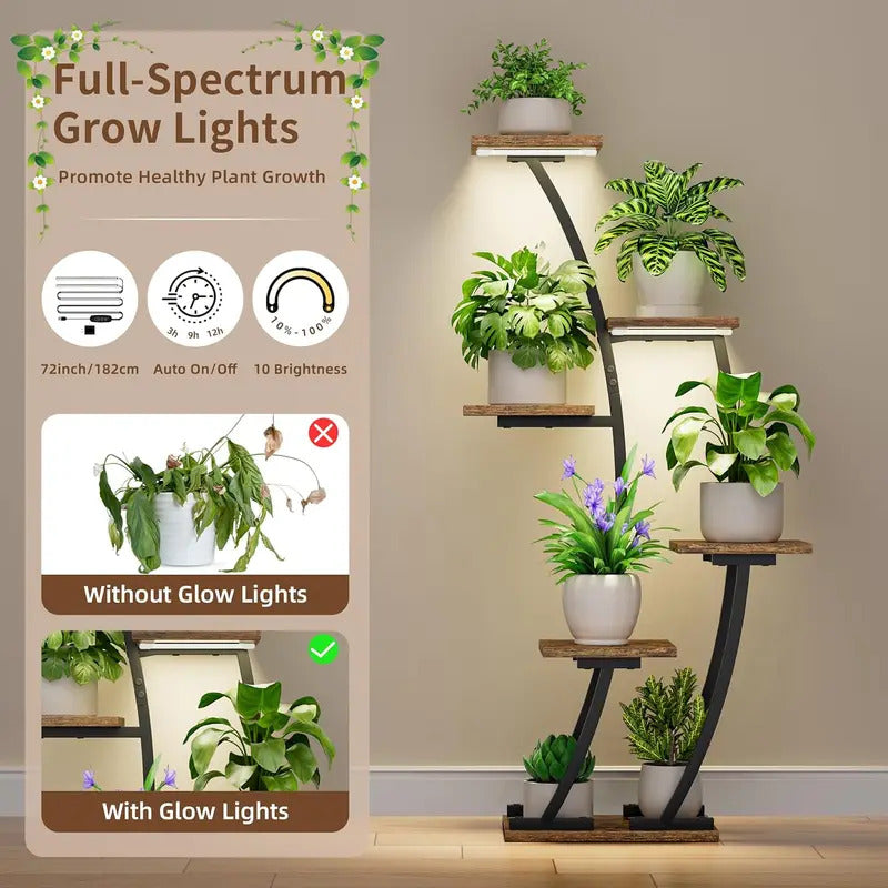 6 Tier Plant Stand 2 Pack Half Moon Design Black - Image 3