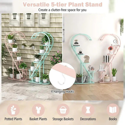 5 Tier Plant Stand Creative Heart shaped Ladder Plant Shelf with - Image 3