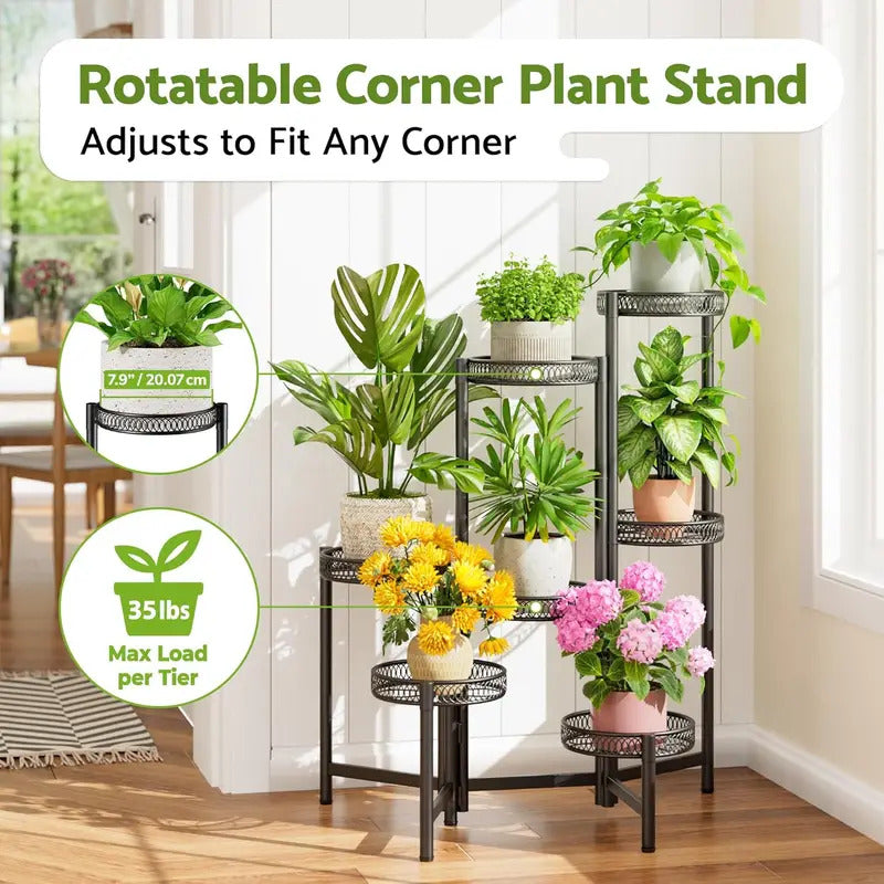7 Tier Plant Stand Folding Corner Shelf for Patio Balcony - Image 2
