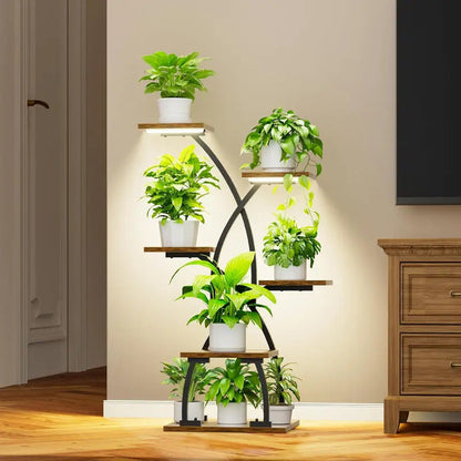 6 Tier Plant Stand With Grow Lights For Patio Balcony Home Decor - Image 2