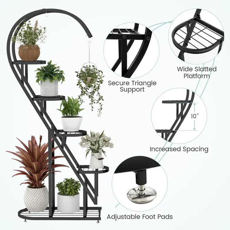 5 Tier Plant Stand 2 Pack Heart Shaped Plant Stand Indoor - Image 2
