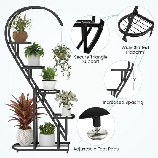 5 Tier Plant Stand 2 Pack Heart Shaped Plant Stand Indoor - Image 2