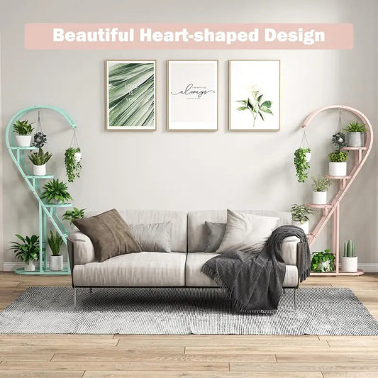 5 Tier Plant Stand Creative Heart shaped Ladder Plant Shelf with - Image 2
