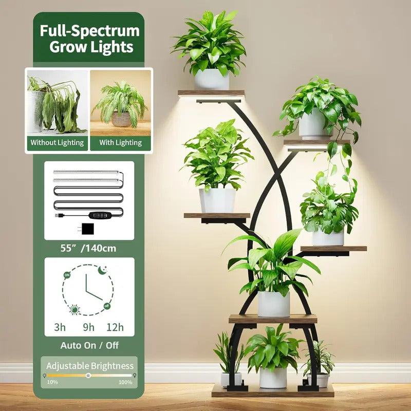 6 Tier Plant Stand With Grow Lights For Patio Balcony Home Decor - Image 5