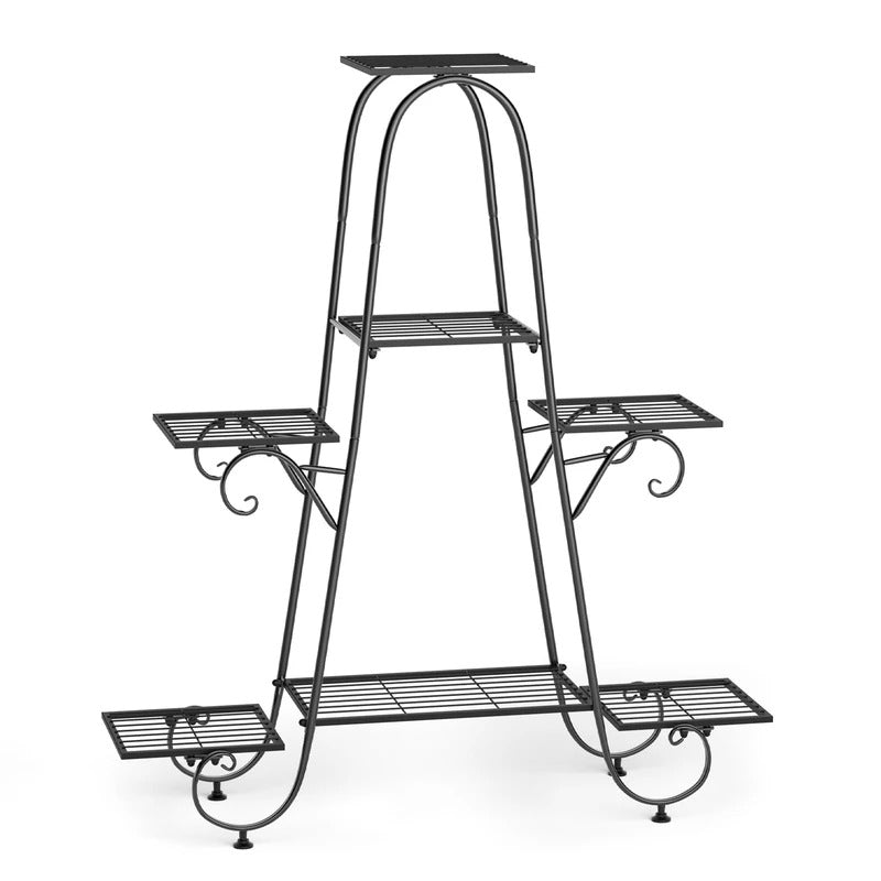 7 Tier Plant Stand Holder Shelf Black Metal Patio - Image 5