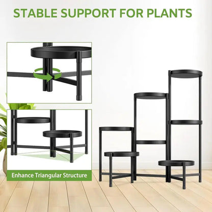 7 Tier Plant Stand With 10 Inch Wide Tray Folding Metal Rack - Image 5