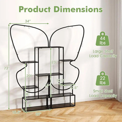 6 Tier Metal Plant Stand with 4 Hanging Hooks Top View