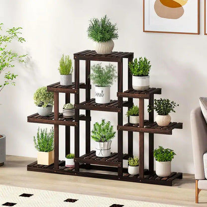 6 Tier Plant Stand Indoor amp Outdoor 6 Tier Wood Flower Pot Stand - Image 2