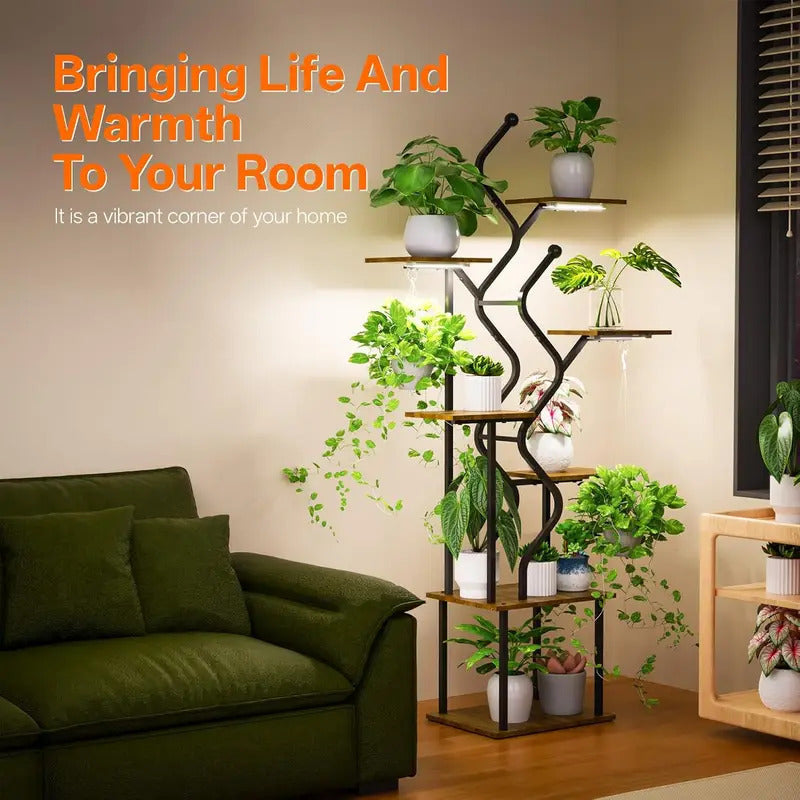 7 Tier Plant Stand 63 Inch Shelf with Hanging Hooks - Image 4