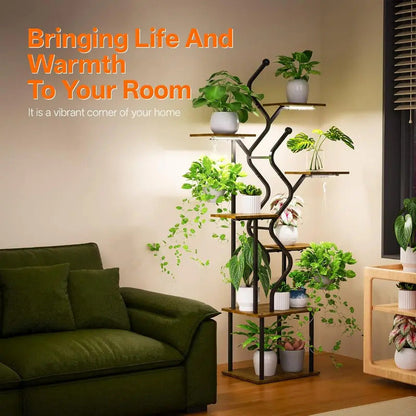 7 Tier Plant Stand 63 Inch Shelf with Hanging Hooks - Image 4