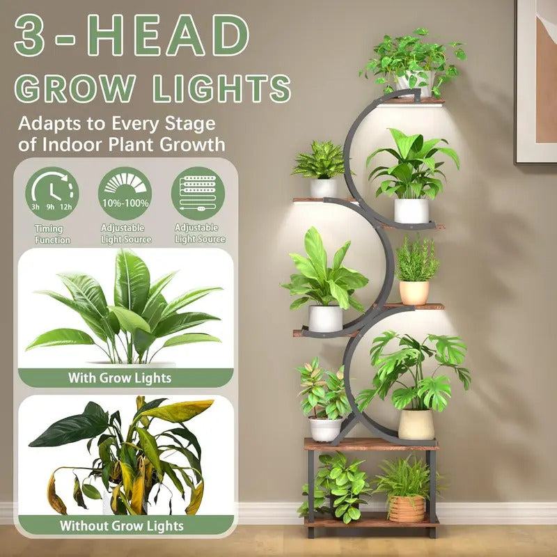 7 Tier Plant Stand for Indoor Plants Rustic Brown - Image 3