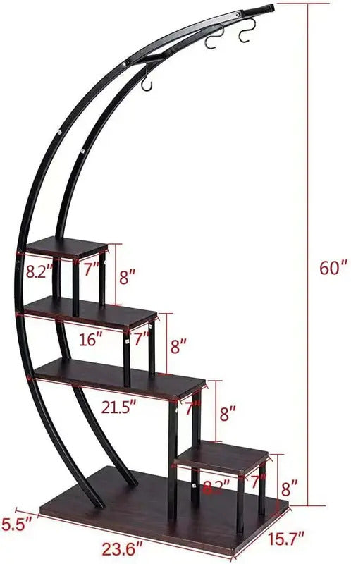 5 Tier Plant Stand5 Tier Half Moon Metal Plant Stand Rack - Image 3