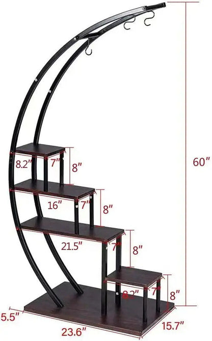 5 Tier Plant Stand5 Tier Half Moon Metal Plant Stand Rack - Image 3