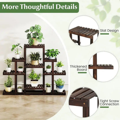 6 Tier Plant Stand Indoor amp Outdoor 6 Tier Wood Flower Pot Stand - Image 6