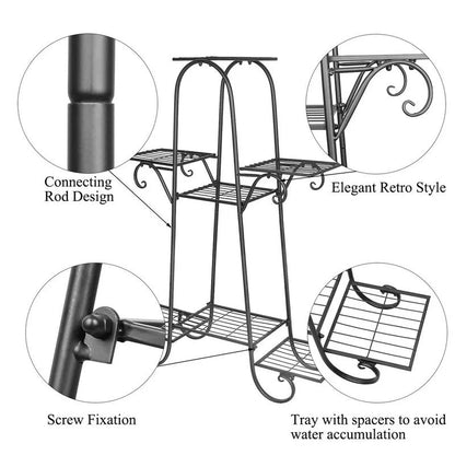 5 Tier Plant Stand Pot Iron Rack for Patio Garden - Image 6