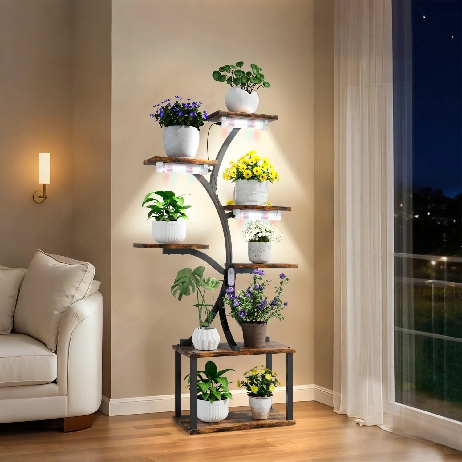 7 Tier Tree Shaped Plant Stand for Patio Angle View