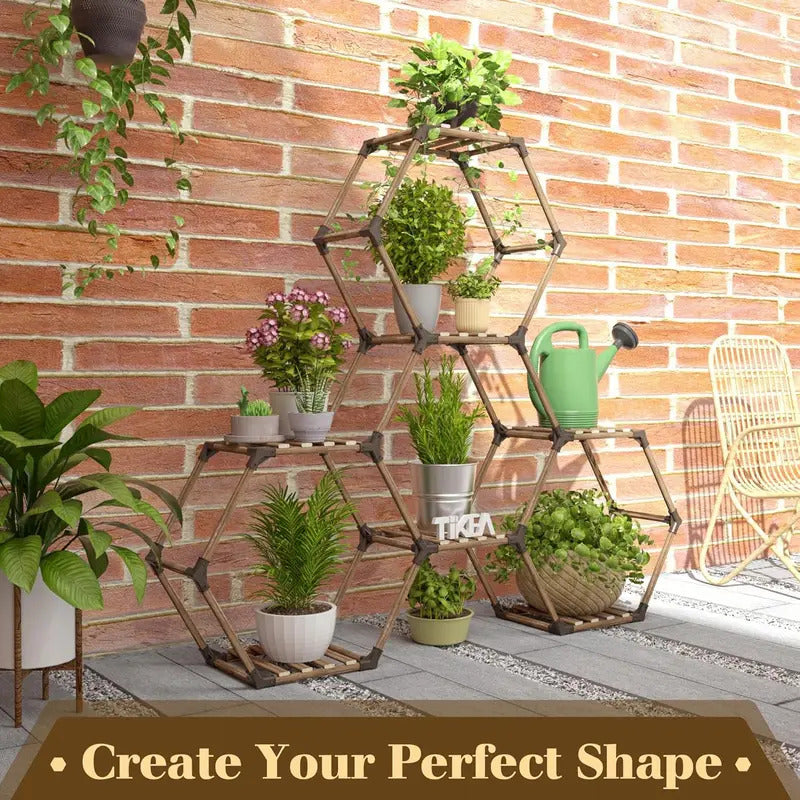 7 Tier Plant Stand Wooden Plant Stand for Indoor Outdoor Use - Image 3