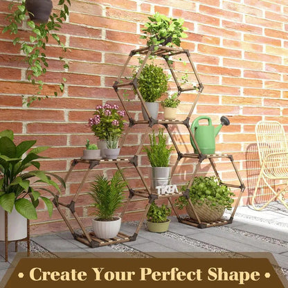 7 Tier Plant Stand Wooden Plant Stand for Indoor Outdoor Use - Image 3