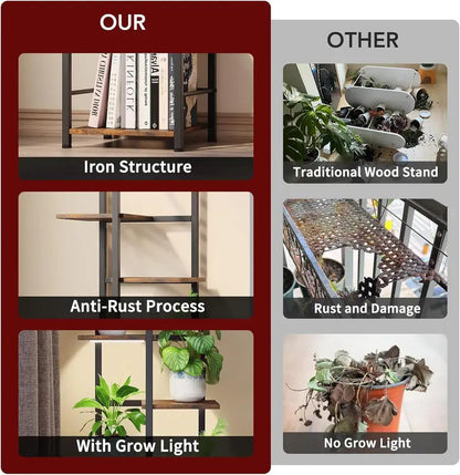 7 Tier Plant Stand With Adjustable Grow Lights Metal Shelf - Image 4