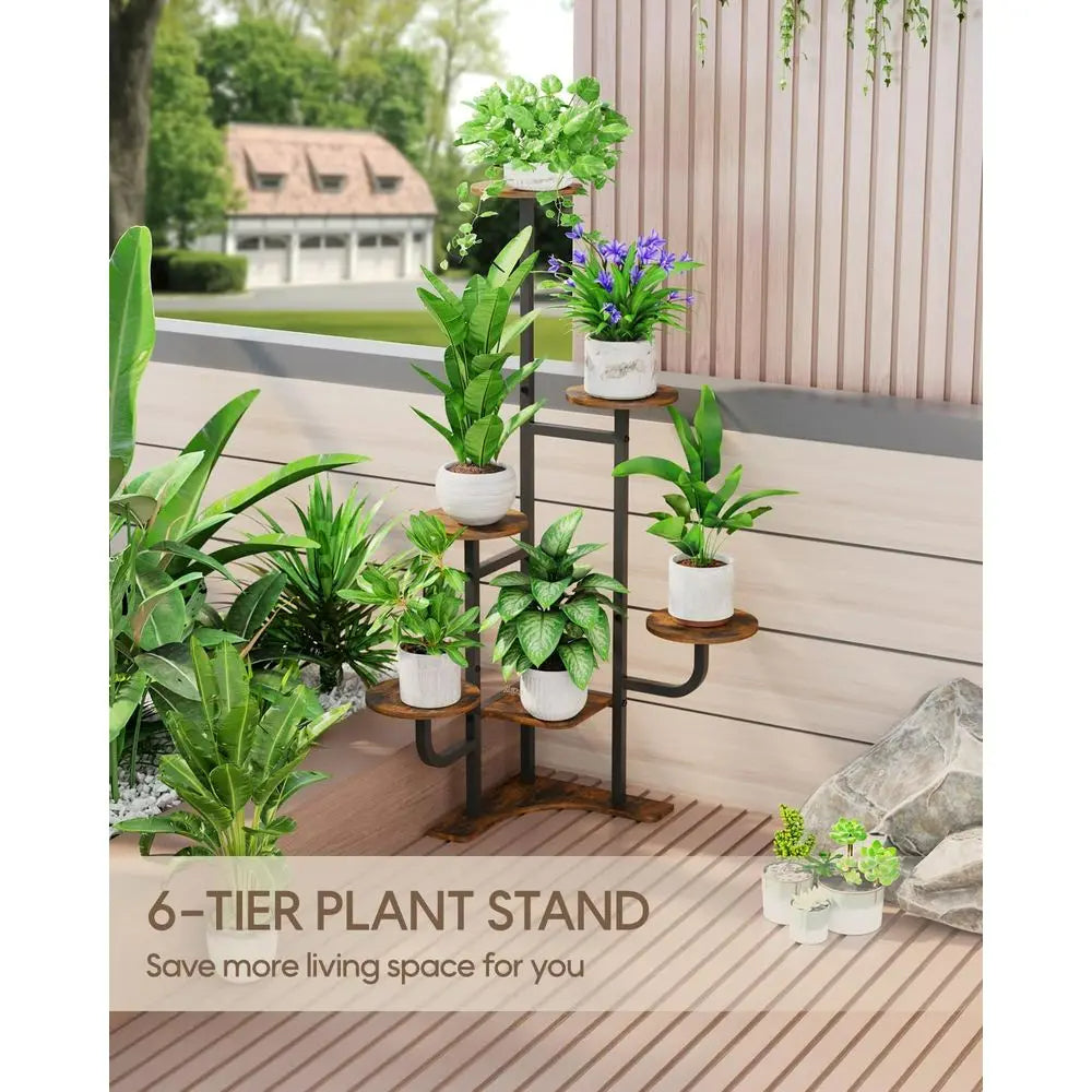 6 Tier Plant Stand6 Tier Round Metal Indoor Plant Stand Brown - Image 7