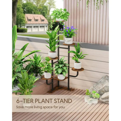 6 Tier Plant Stand6 Tier Round Metal Indoor Plant Stand Brown - Image 7