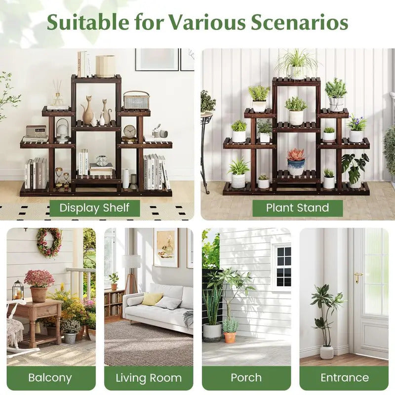 6 Tier Plant Stand Indoor amp Outdoor 6 Tier Wood Flower Pot Stand - Image 5
