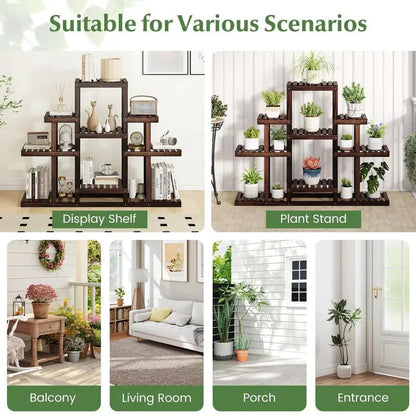 6 Tier Plant Stand Indoor amp Outdoor 6 Tier Wood Flower Pot Stand - Image 5