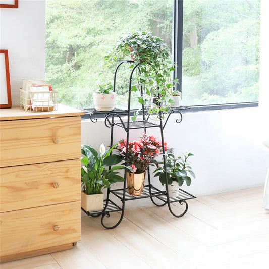 5 Tier Plant Stand Pot Iron Rack for Patio Garden - Image 2