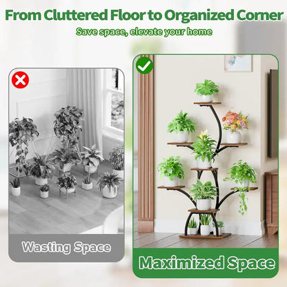 6 Tier Plant Stand Tree Shaped Flower Display Rack 50 Tall - Image 3