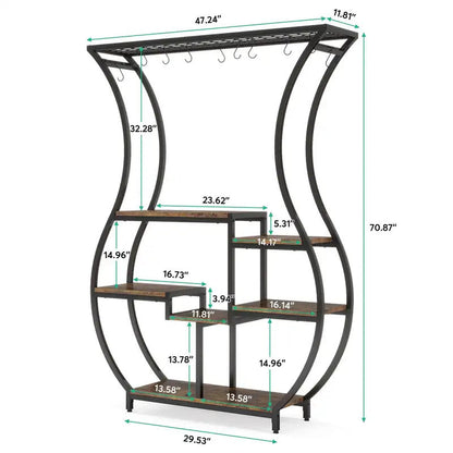 6 Tier Plant Stand Vase Shaped Plant Stand 10 Hanging Hooks - Image 2
