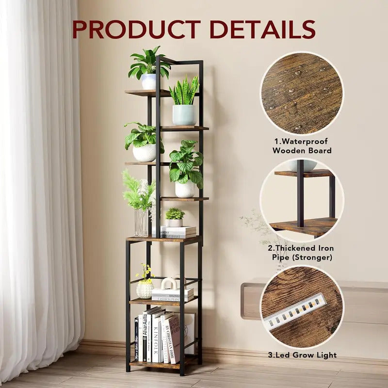 7 Tier Plant Stand With Adjustable Grow Lights Metal Shelf - Image 2
