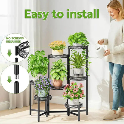 7 Tier Plant Stand Folding Corner Shelf for Patio Balcony - Image 6