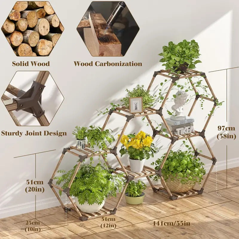 7 Tier Plant Stand Wooden Plant Stand for Indoor Outdoor Use - Image 5