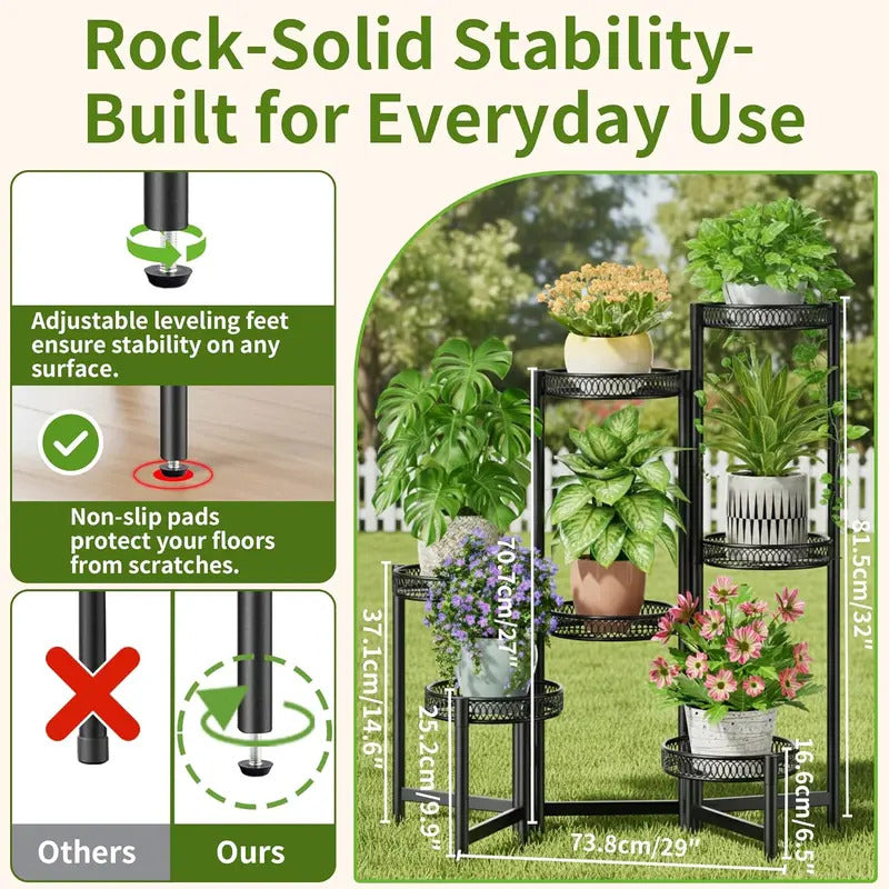 7 Tier Plant Stand Folding Corner Shelf for Patio Balcony - Image 3
