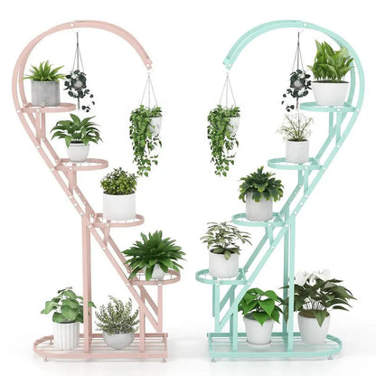 5 Tier Plant Stand Creative Heart shaped Ladder Plant Shelf with - Image 1