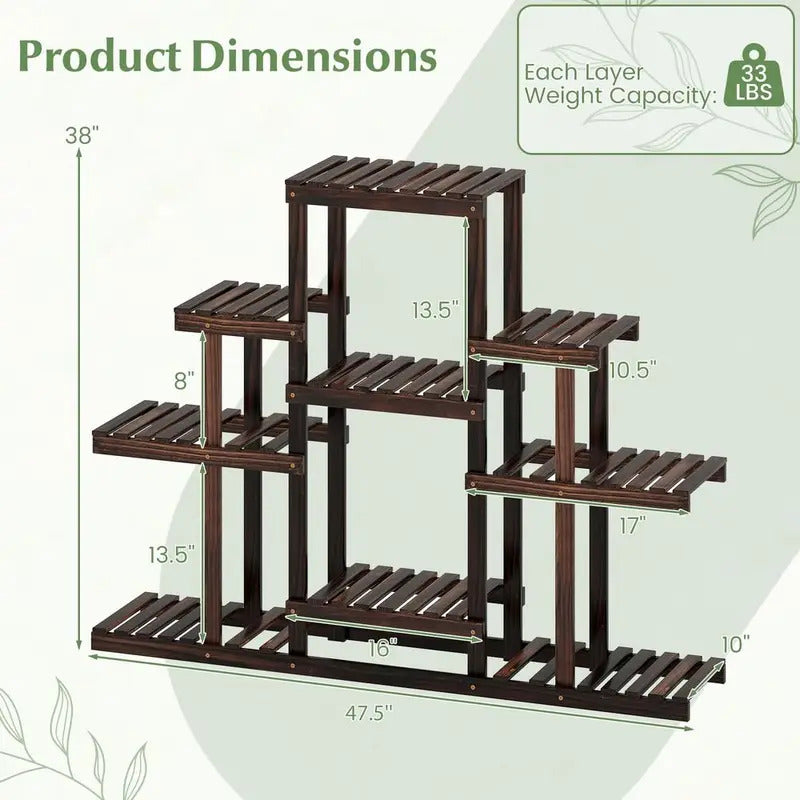 6 Tier Plant Stand Indoor amp Outdoor 6 Tier Wood Flower Pot Stand - Image 3