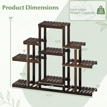 6 Tier Plant Stand Indoor amp Outdoor 6 Tier Wood Flower Pot Stand - Image 3