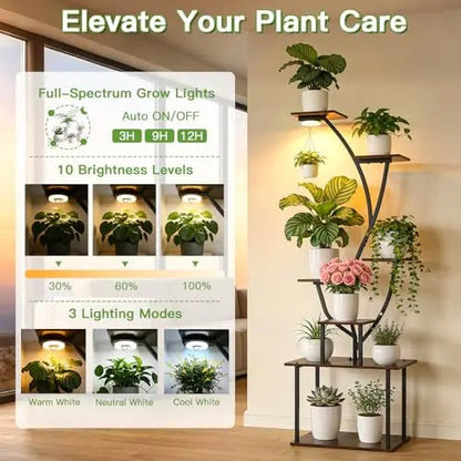 7 Tier Plant Stand With LED Grow Lights Corner Shelf - Image 3