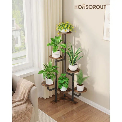 6 Tier Plant Stand6 Tier Round Metal Indoor Plant Stand Brown - Image 3