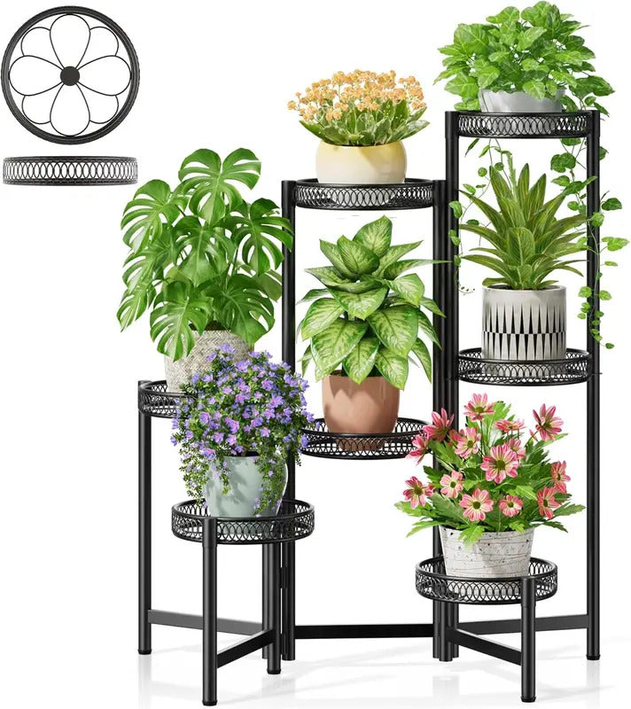 7 Tier Plant Stand Folding Corner Shelf for Patio Balcony - Image 1
