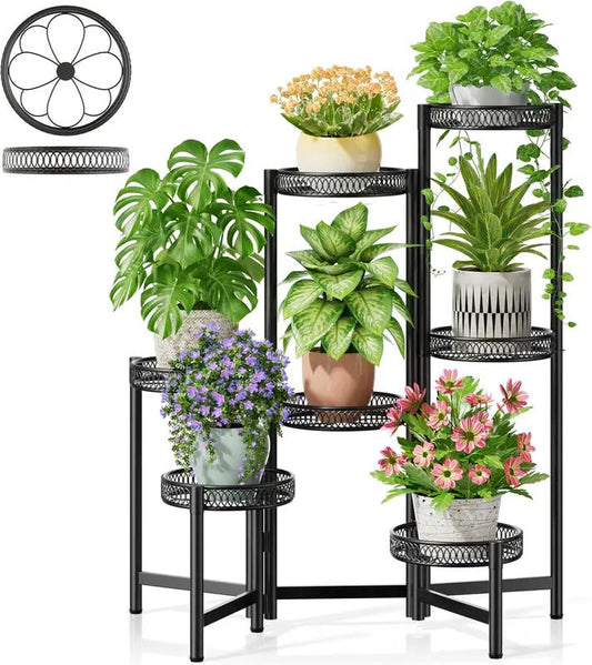 7 Tier Plant Stand Folding Corner Shelf for Patio Balcony - Image 1