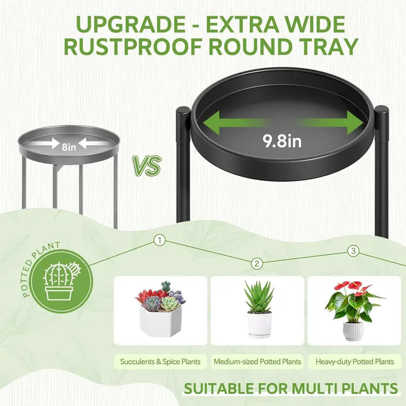 7 Tier Plant Stand With 10 Inch Wide Tray Folding Metal Rack - Image 2