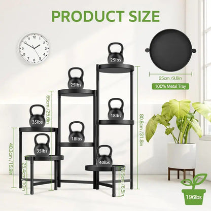 7 Tier Plant Stand With 10 Inch Wide Tray Folding Metal Rack - Image 3