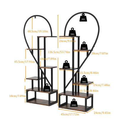 6 Tier Plant Stand Heart Shaped Tall Plant Storage Shelf 6 Tiers - Image 2