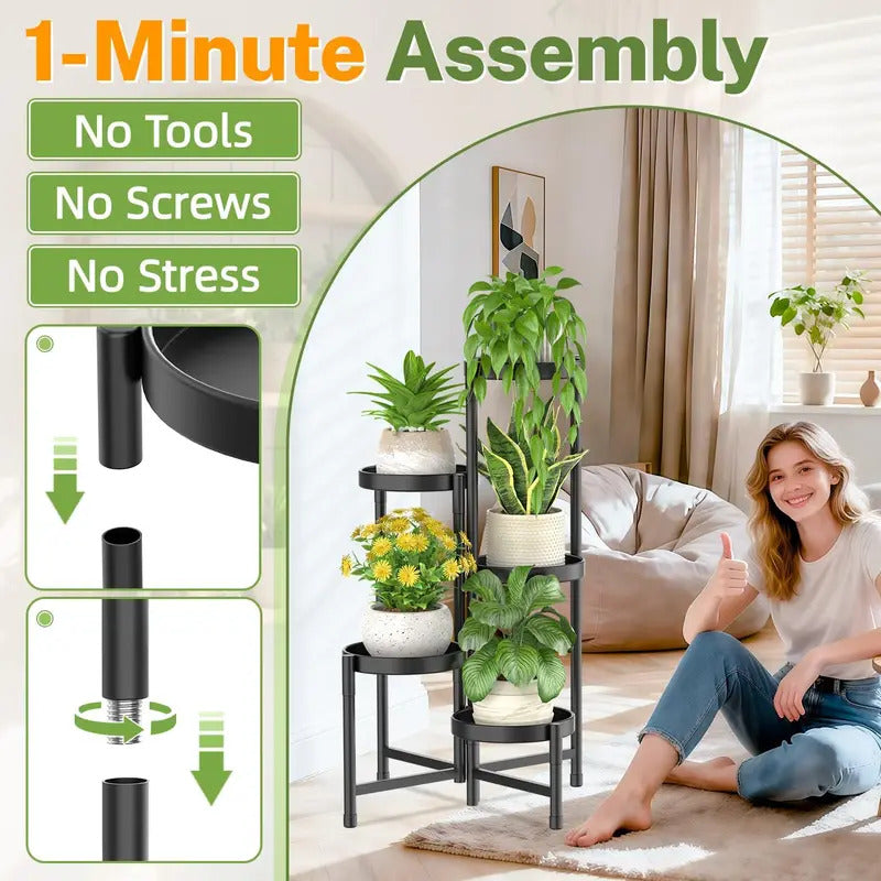 5 Tier Plant Stand Easy Assembly Folding Orchid Rack for Patio - Image 3