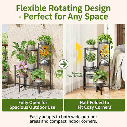 7 Tier Plant Stand Folding Corner Shelf for Patio Balcony - Image 4