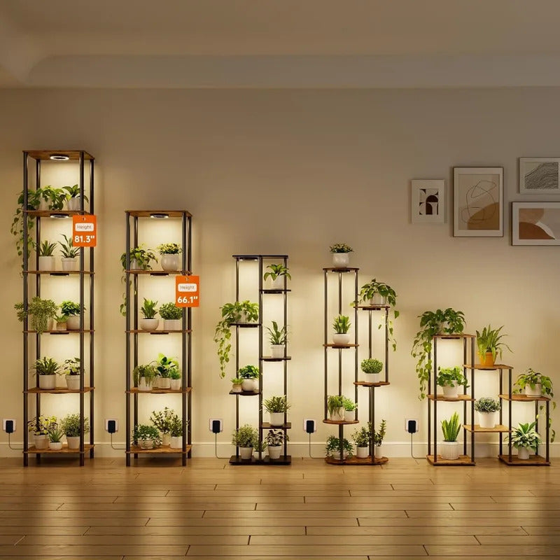 6 Tier Indoor Plant Stand with Full Spectrum Grow Light Detail View